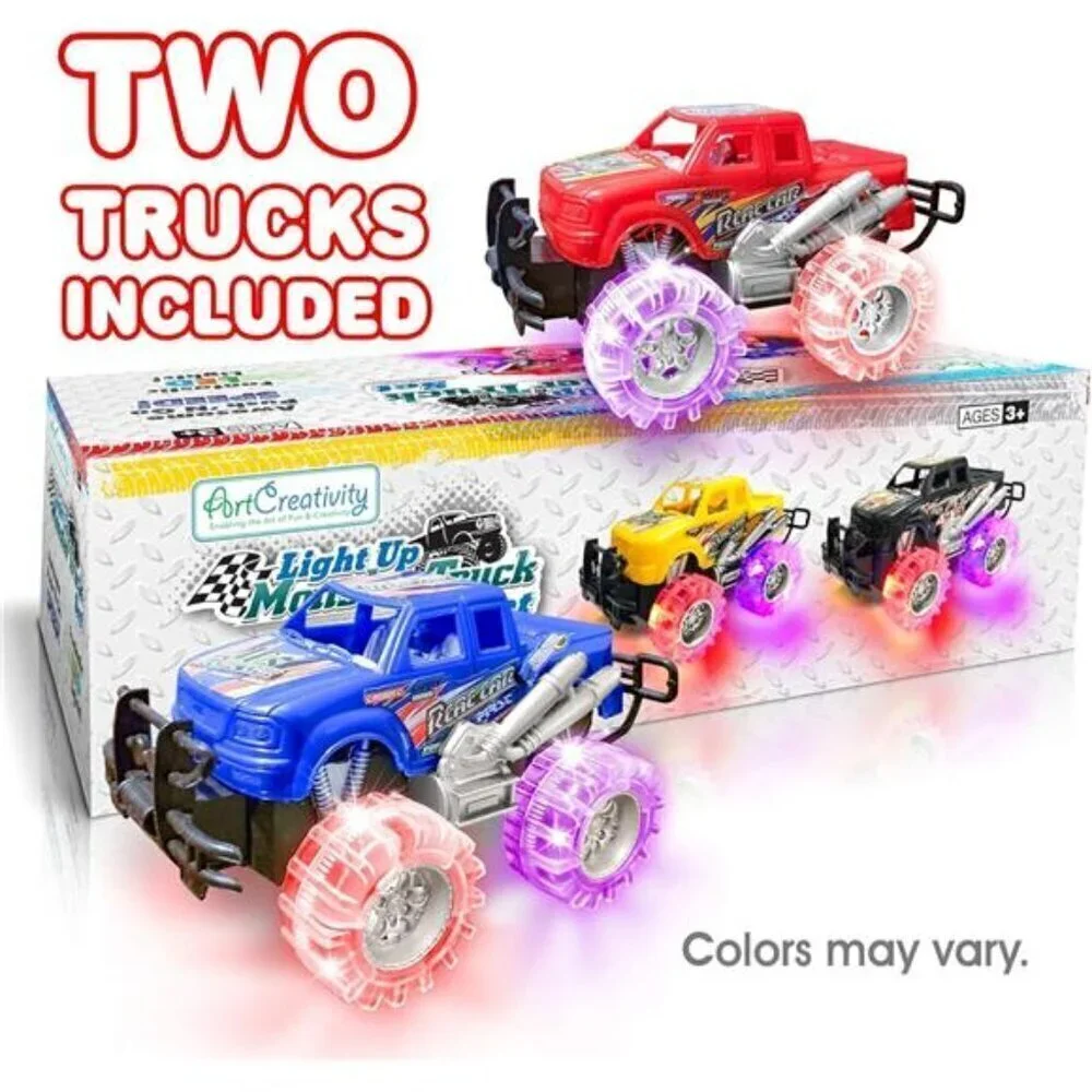 Light Up Monster Trucks Toy Set of 2 Jumbo Vehicle Gift Child Boy Girl Present